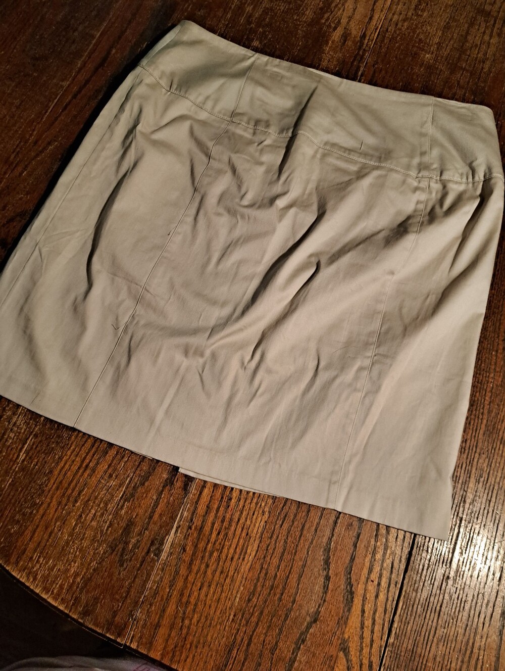 18W Courtenay Cream Tan Skirt Rear Zip With Rear Slit Midi Knee Length